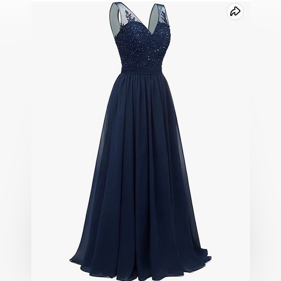 Navy beaded corset back dress - Picture 6 of 6